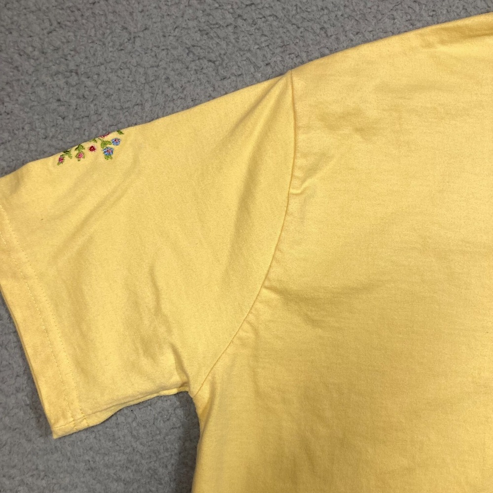 VTG Bobbie Brooks T Shirt Women's Medium Yellow Embroidered Top Grandma Core - Picture 15 of 16